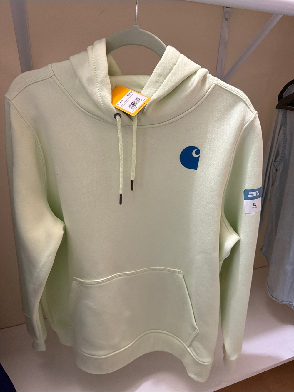 Carhartt Light Mint Hoodie with Blue Chest Logo